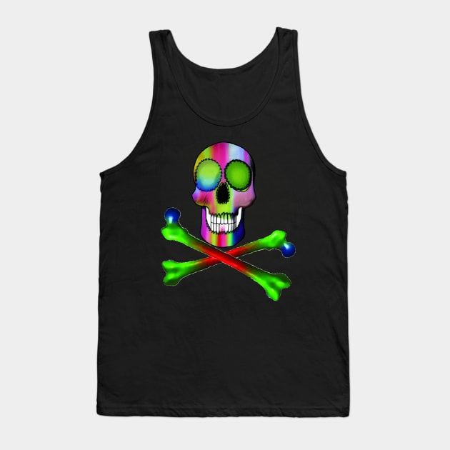 RAINBOW COLORED SKULL AND CROSSBONES, PIRATE Tank Top by sailorsam1805